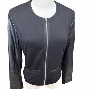 Sunny Leigh Black and Vegan Leather Moto Jacket Sz Small